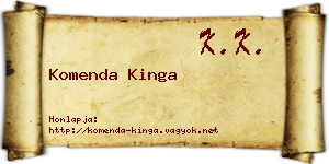 Komenda Kinga névjegykártya